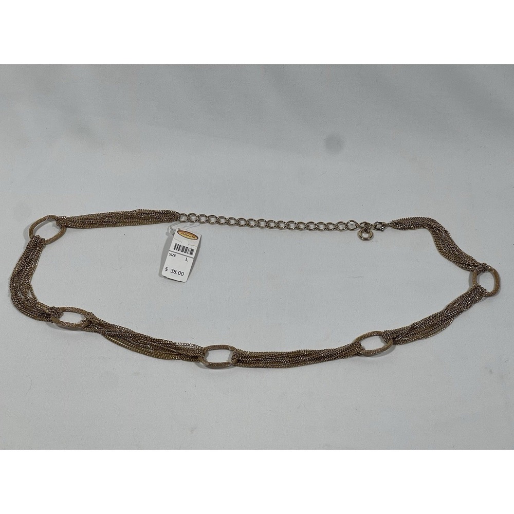 Talbots Womens Large Gold Metal Adjustable Belt Classic Minimalist Quiet Luxury